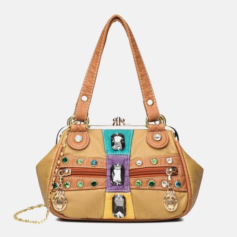 Kobiety Pu Skórzana Wodoodporna Czaszka Nit Łańcuchy Torba Na Ramię Torebka Torba Crossbody