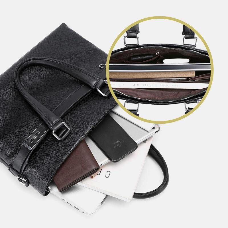 Męska Torba Ze Sztucznej Skóry Business 15.6-Calowa Torba Na Laptopa Teczki Torebka Torba Crossbody