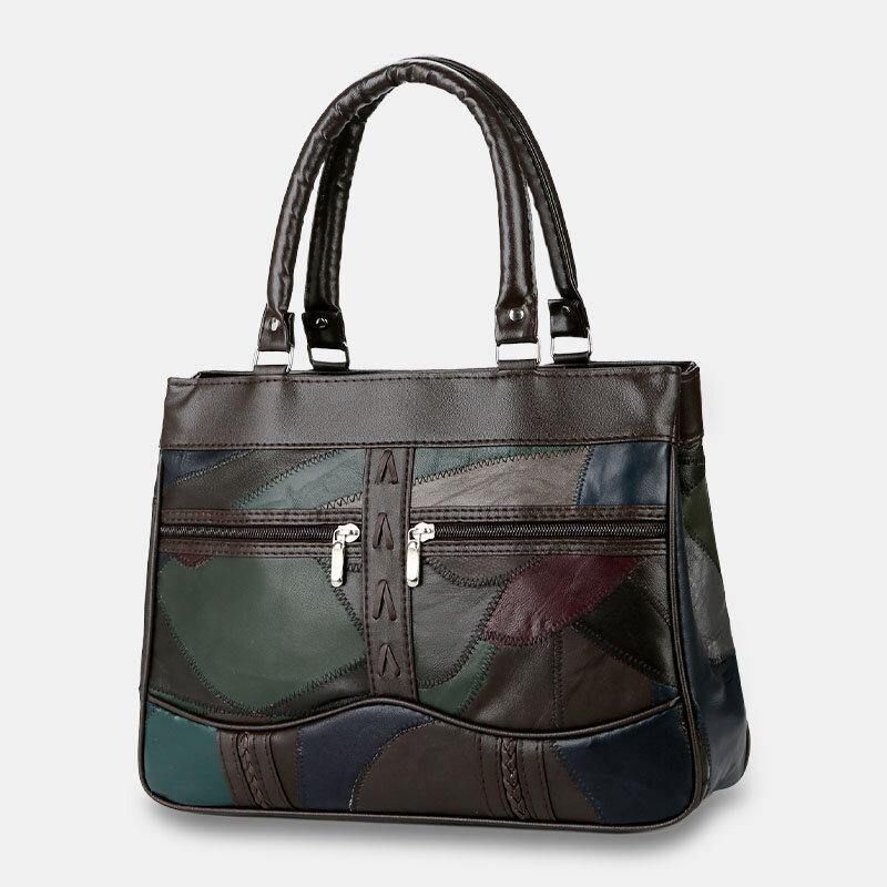 Torebka Damska Z Prawdziwej Skóry Patchwork Malowana Torba Z Wieloma Kieszeniami Torebki O Dużej Pojemności Vintage Crossbody Bags