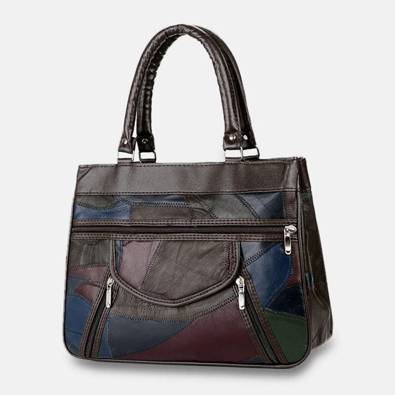 Torebka Damska Z Prawdziwej Skóry Patchwork Malowana Torba Z Wieloma Kieszeniami Torebki O Dużej Pojemności Vintage Crossbody Bags
