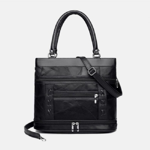 Kobiety Prawdziwej Skóry Geometryczny Wzór Dopasowanie Kolorów Vintage Dużej Pojemności Torebki Torba Na Ramię Torby Crossbody