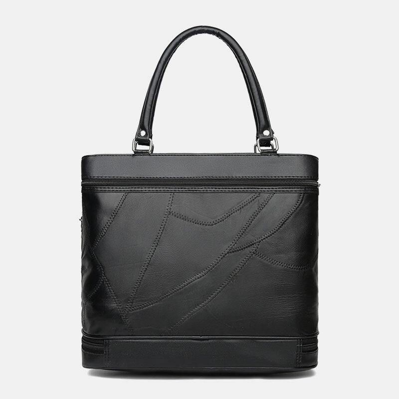 Kobiety Prawdziwej Skóry Geometryczny Wzór Dopasowanie Kolorów Vintage Dużej Pojemności Torebki Torba Na Ramię Torby Crossbody