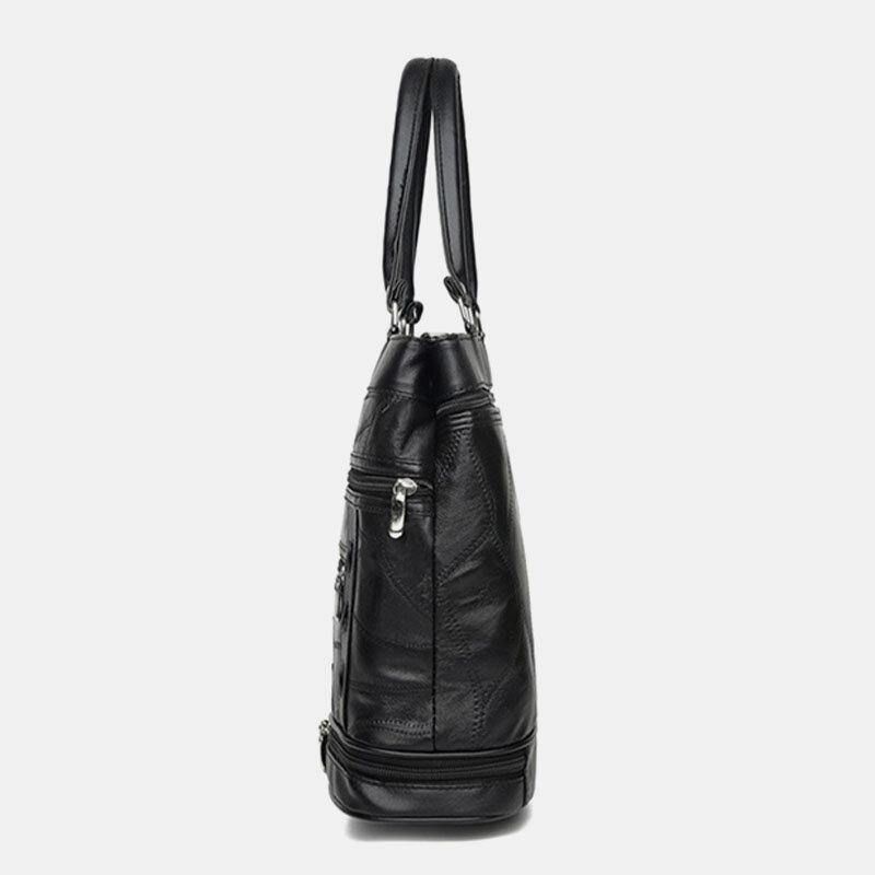 Kobiety Prawdziwej Skóry Geometryczny Wzór Dopasowanie Kolorów Vintage Dużej Pojemności Torebki Torba Na Ramię Torby Crossbody