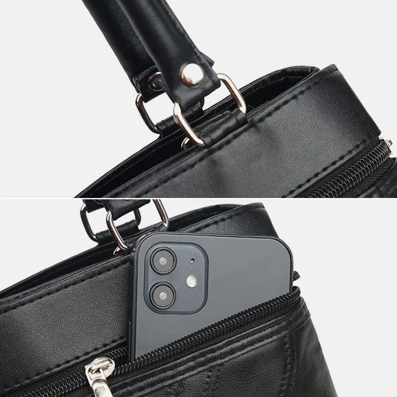 Kobiety Prawdziwej Skóry Geometryczny Wzór Dopasowanie Kolorów Vintage Dużej Pojemności Torebki Torba Na Ramię Torby Crossbody