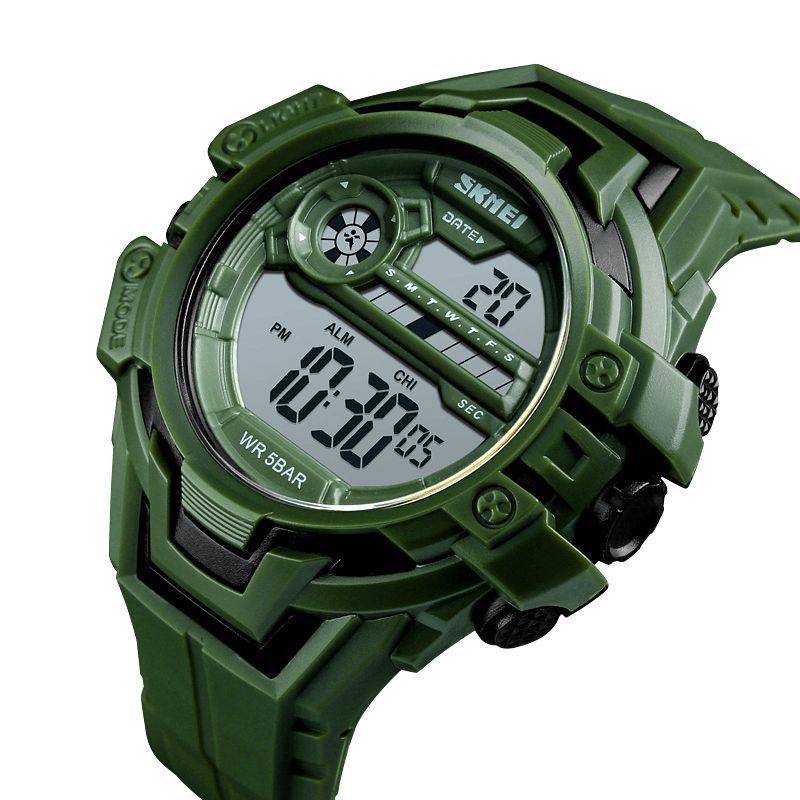 Skmei 1383 Moda Kalendarz Stoper Luminous Display Cyfrowy Zegarek 50M Wodoodporny Zegarek Sportowy