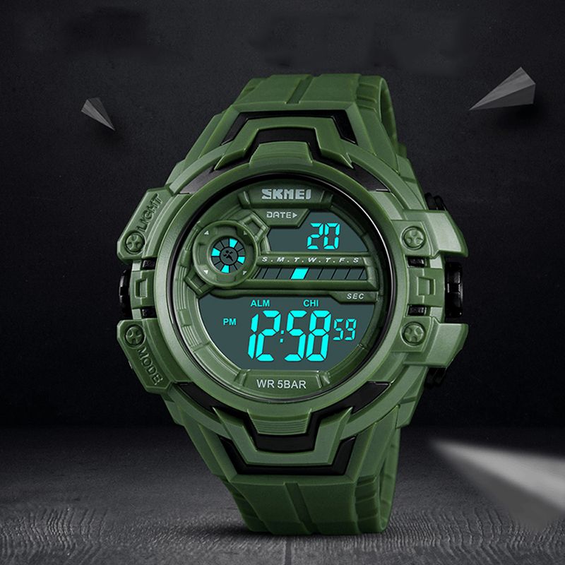 Skmei 1383 Moda Kalendarz Stoper Luminous Display Cyfrowy Zegarek 50M Wodoodporny Zegarek Sportowy