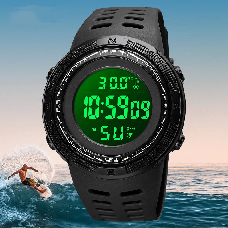 Skmei 1681 Monitor Temperatury Otoczenia Ciała Data Tydzień Luminous Display Chronograph Wodoodporny Uniwersalny Zegarek Cyfrowy