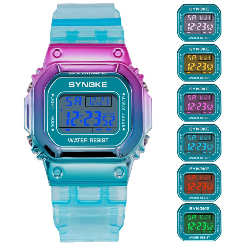 Synoke 9622 Gradient Color Zegarek Case Moda Style Kobiety Mężczyźni Luminous Display Para Cyfrowy Zegarek
