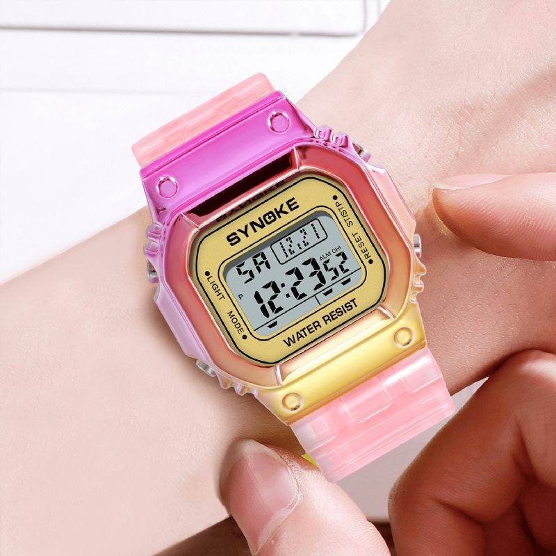 Synoke 9622 Gradient Color Zegarek Case Moda Style Kobiety Mężczyźni Luminous Display Para Cyfrowy Zegarek