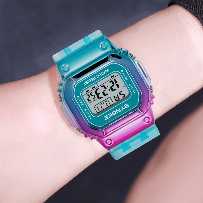 Synoke 9622 Gradient Color Zegarek Case Moda Style Kobiety Mężczyźni Luminous Display Para Cyfrowy Zegarek