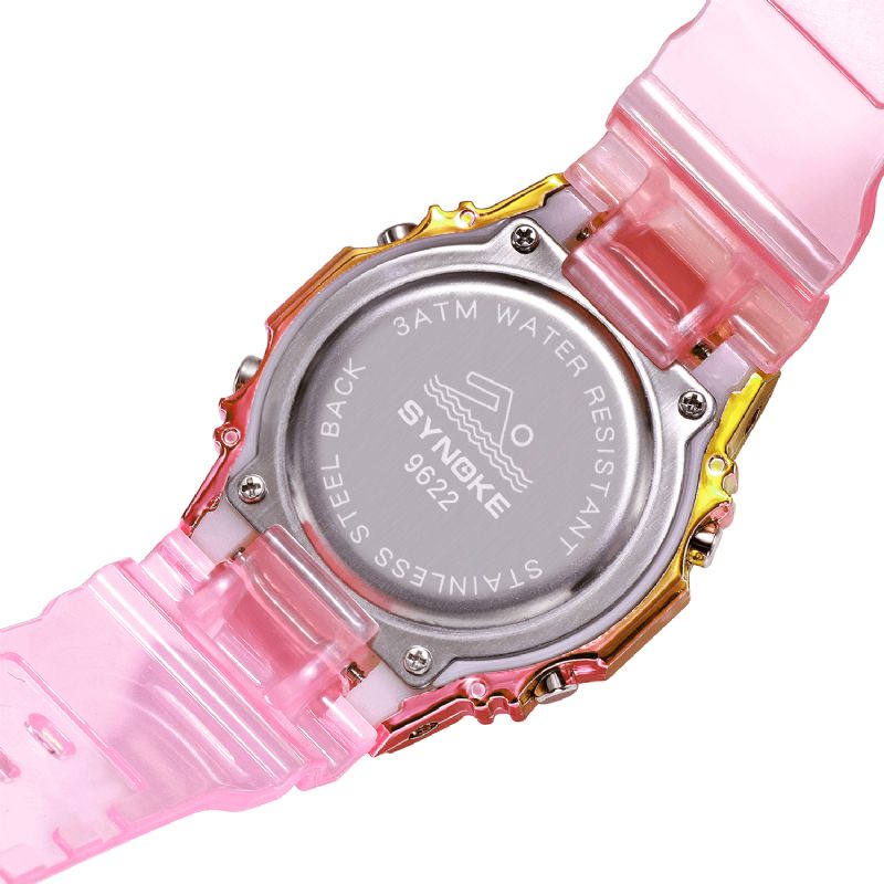 Synoke 9622 Gradient Color Zegarek Case Moda Style Kobiety Mężczyźni Luminous Display Para Cyfrowy Zegarek