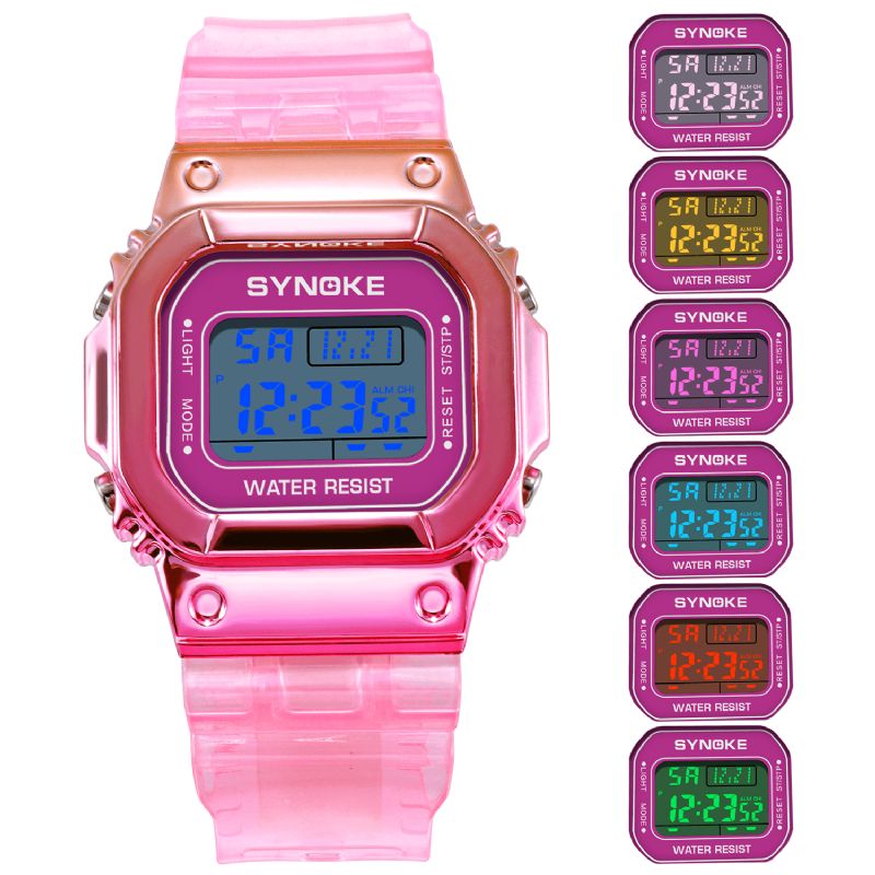 Synoke 9622 Gradient Color Zegarek Case Moda Style Kobiety Mężczyźni Luminous Display Para Cyfrowy Zegarek