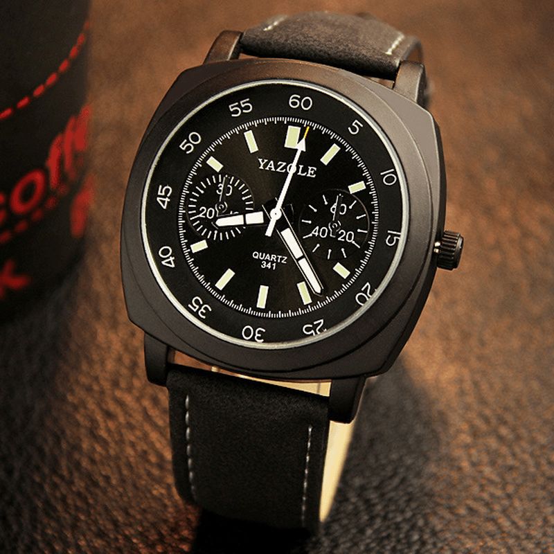 Yazole Square Dial Męskie Wrist Zegarek Wodoodporny Zegarek Kwarcowy Ze Świecącymi Rękami